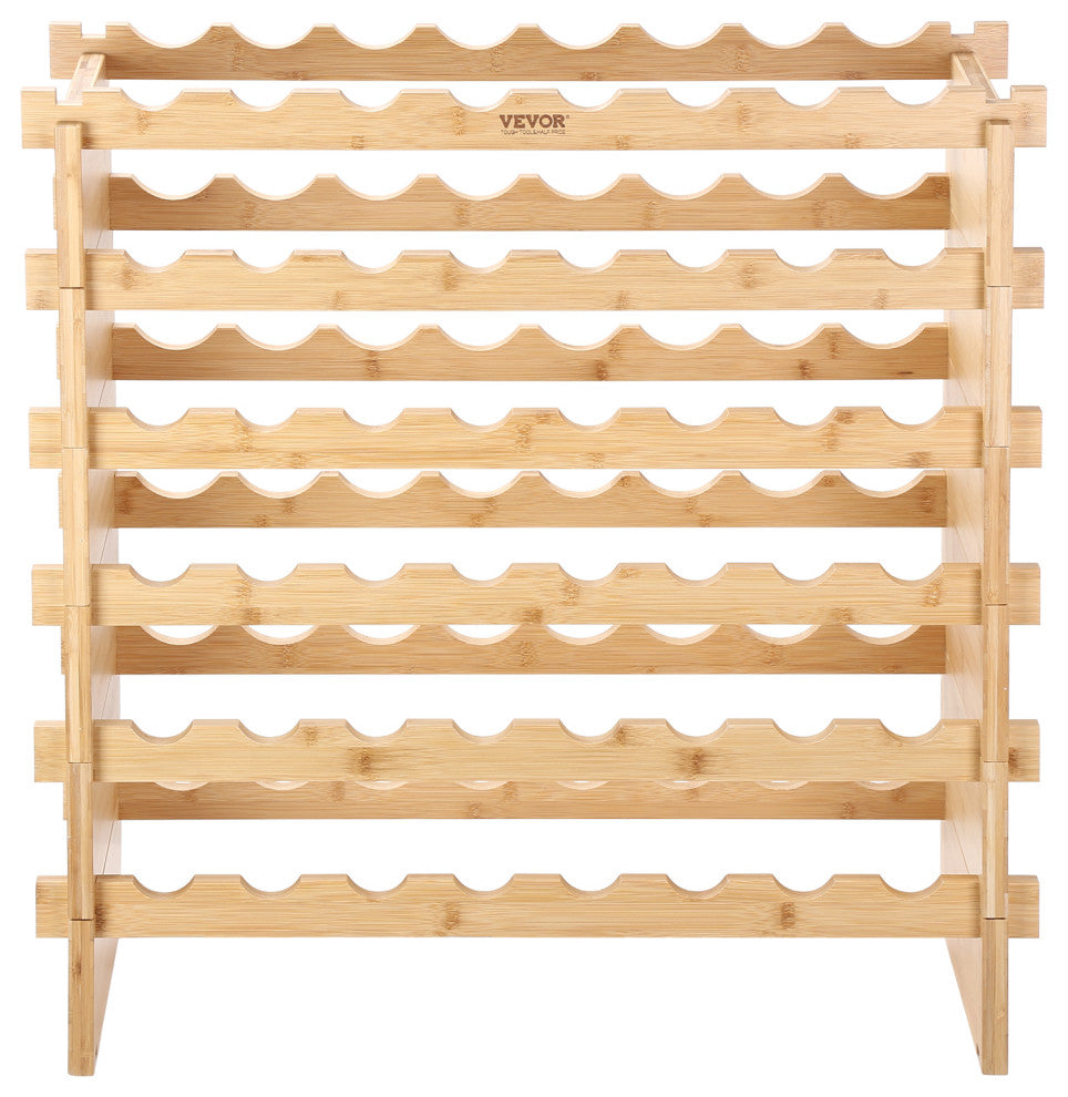 VEVOR Stackable Modular Wine Rack Bamboo Wood Display Shelf, 6 Tier, 48 Bottle