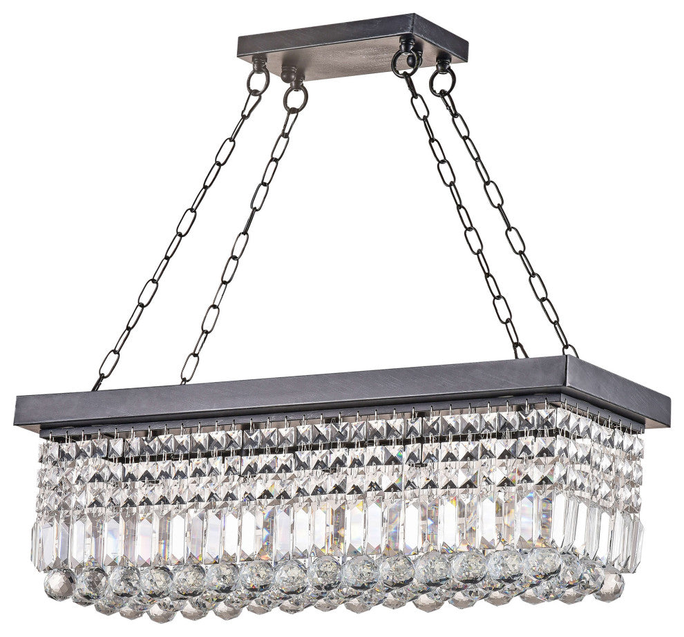 Doris 5-light Rectangular Crystal Chandelier, Antique Black Finish