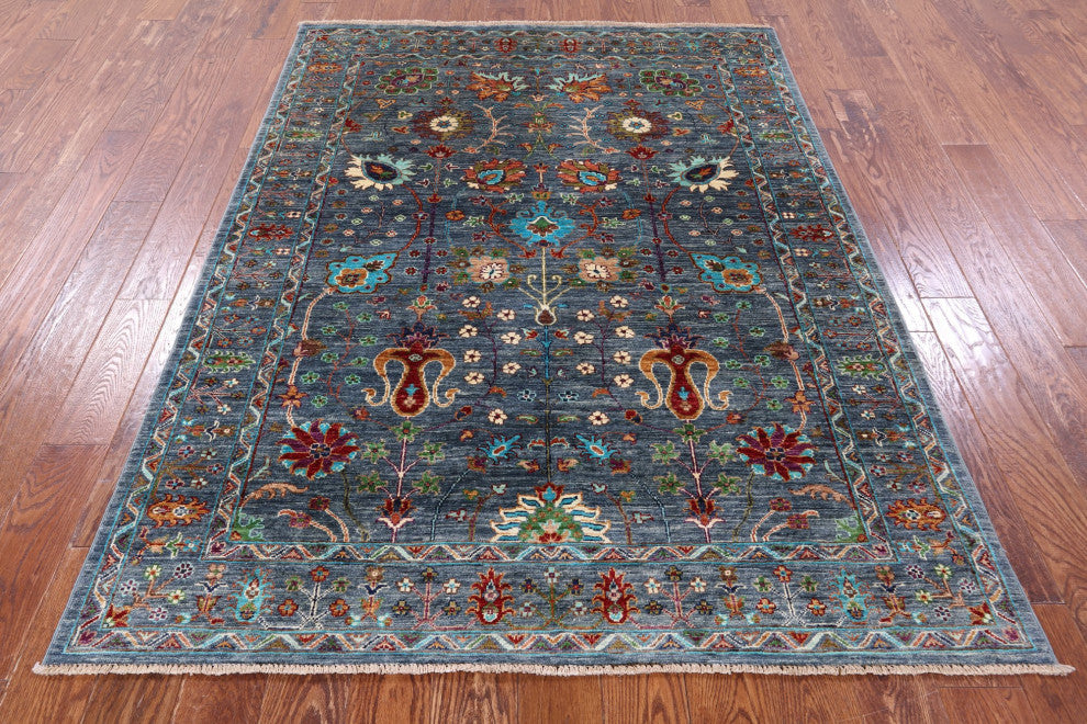 5' 1" X 6' 9" Handmade Persian Tabriz Wool Rug - Q12214