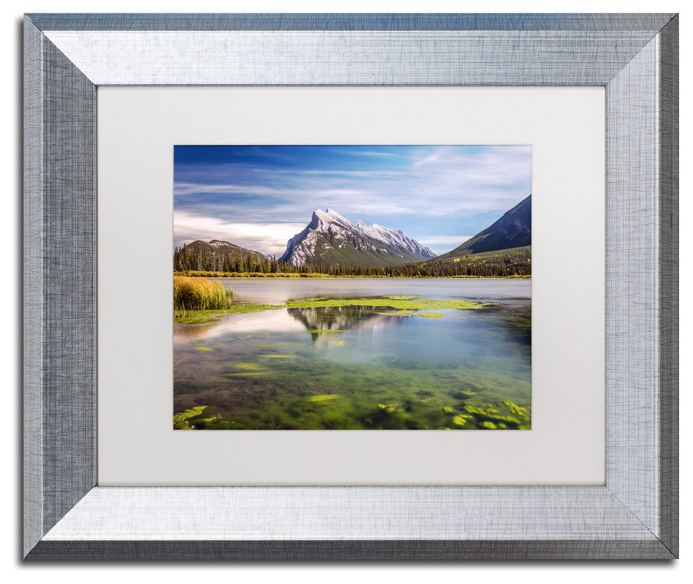 Pierre Leclerc 'Mount Rundle Banff' Matted Art, Silver Frame, White, 14x11