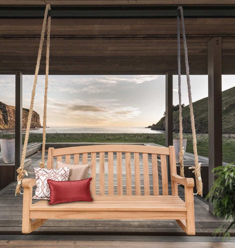 Teak Wood San Jose Double Outdoor Porch Swing, 4'