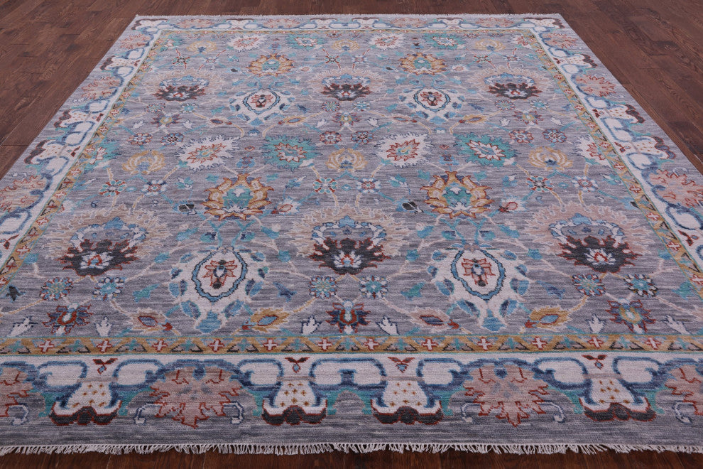 10' Square William Morris Handmade Wool Rug - Q14971