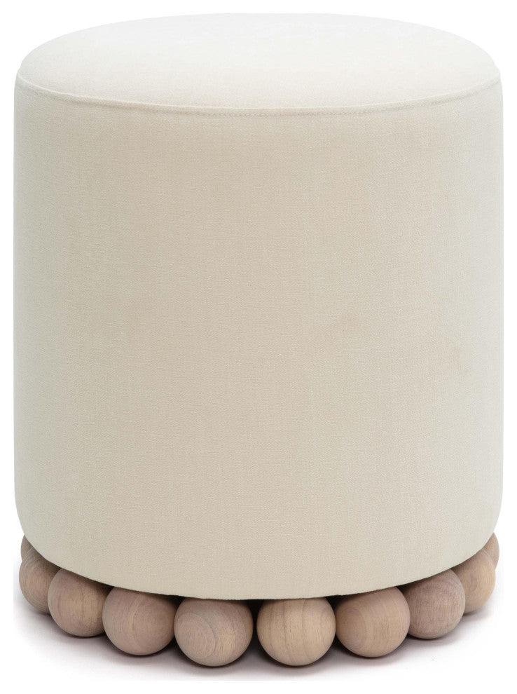 Dex Cream Upcycled Fabric Ottoman