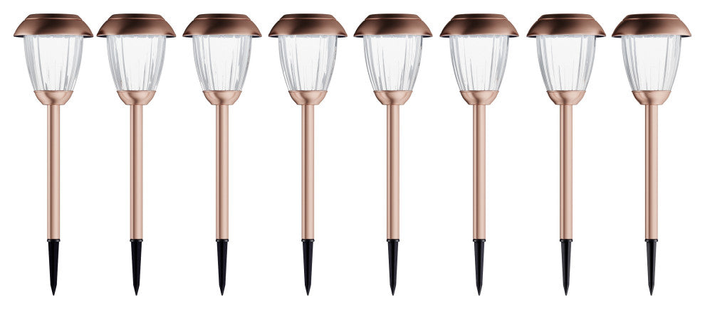 Pure Garden Set of 8 Outdoor Solar Lights, Copper