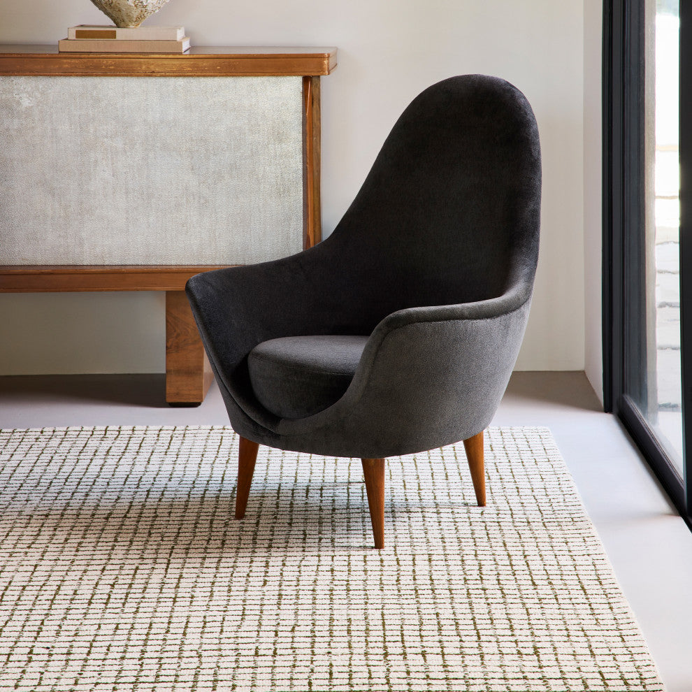 Melrose Checked Wool Area Rug, Green 9' x 12'