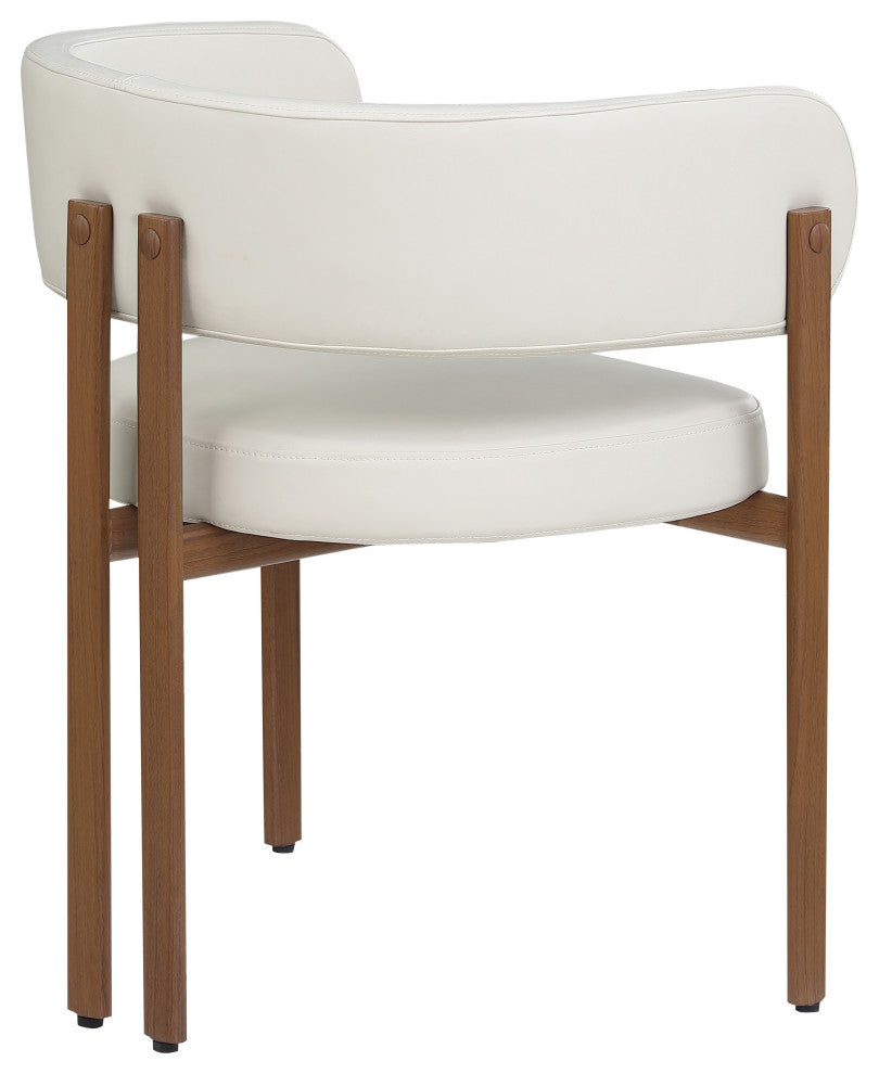 Gideon Black Faux Leather Dining Chair (Set of 2), Cream, Walnut Finish