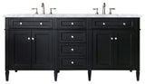 Brittany 72" Black Onyx Double Vanity, Carrara Marble