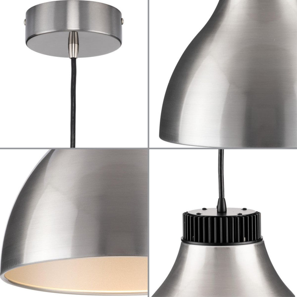 Radian LED Collection 10.6" 1-Light Brushed Nickel Satin Aluminum LED Pendant