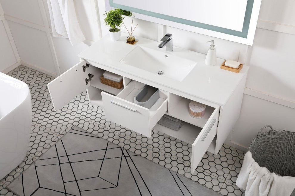 48" Single Bathroom Floating Vanity, White