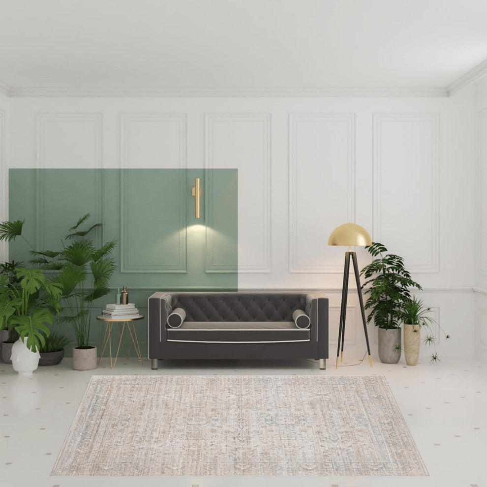 8' X 10' Gray Botanical Area Rug