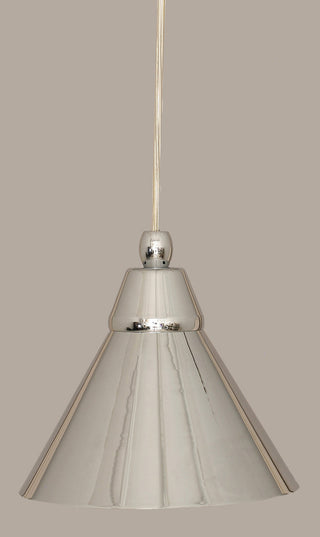 Cord Mini Pendant, Chrome/Chrome Cone Metal Shade