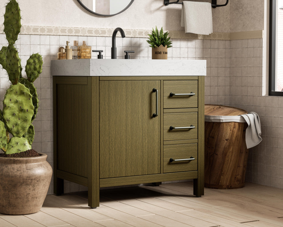 Home Living 32" Single Bathroom Vanity, Chestnut Brown