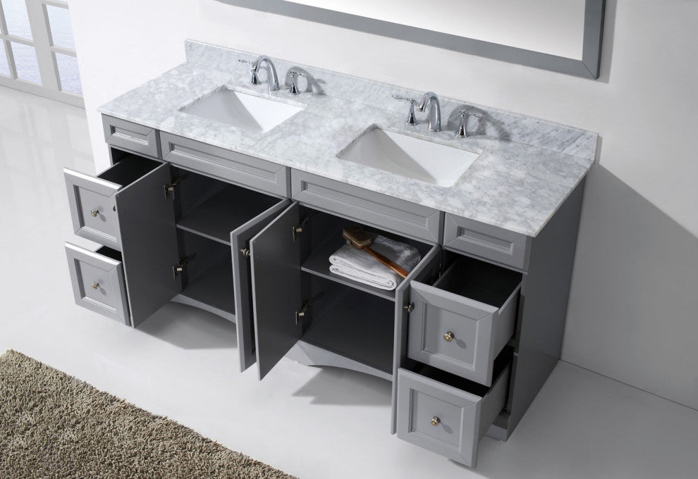 Talisa 72" Double Bathroom Vanity, Gray, No Mirror