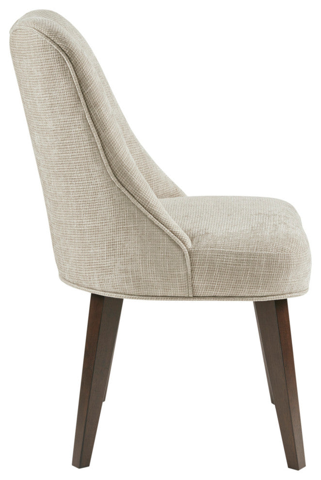 Martha Stewart Holls Round Piping Curved Back Side Dining Chair, Beige, Set of 2