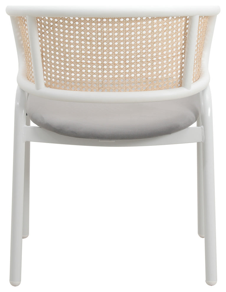 LeisureMod Ervilla Dining Armchair With White Steel Base Set of 2, Gray