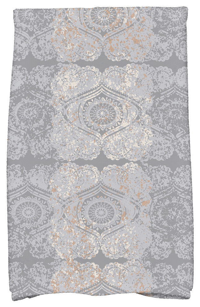Patina Geometric Print Hand Towel, Gray
