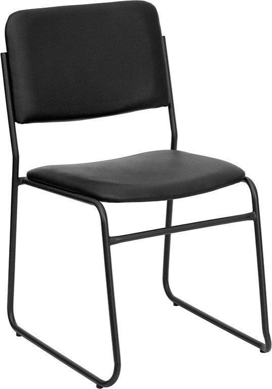 Black Vinyl Metal Stack Chair XU-8700-BLK-B-VYL-30-GG