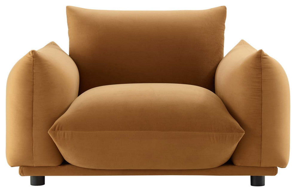 Armchair Accent Chair, Velvet, Brown, Modern, Living Lounge Hotel Hospitality
