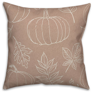 Dusty Rose Fall Pattern 18x18 Spun Poly Pillow