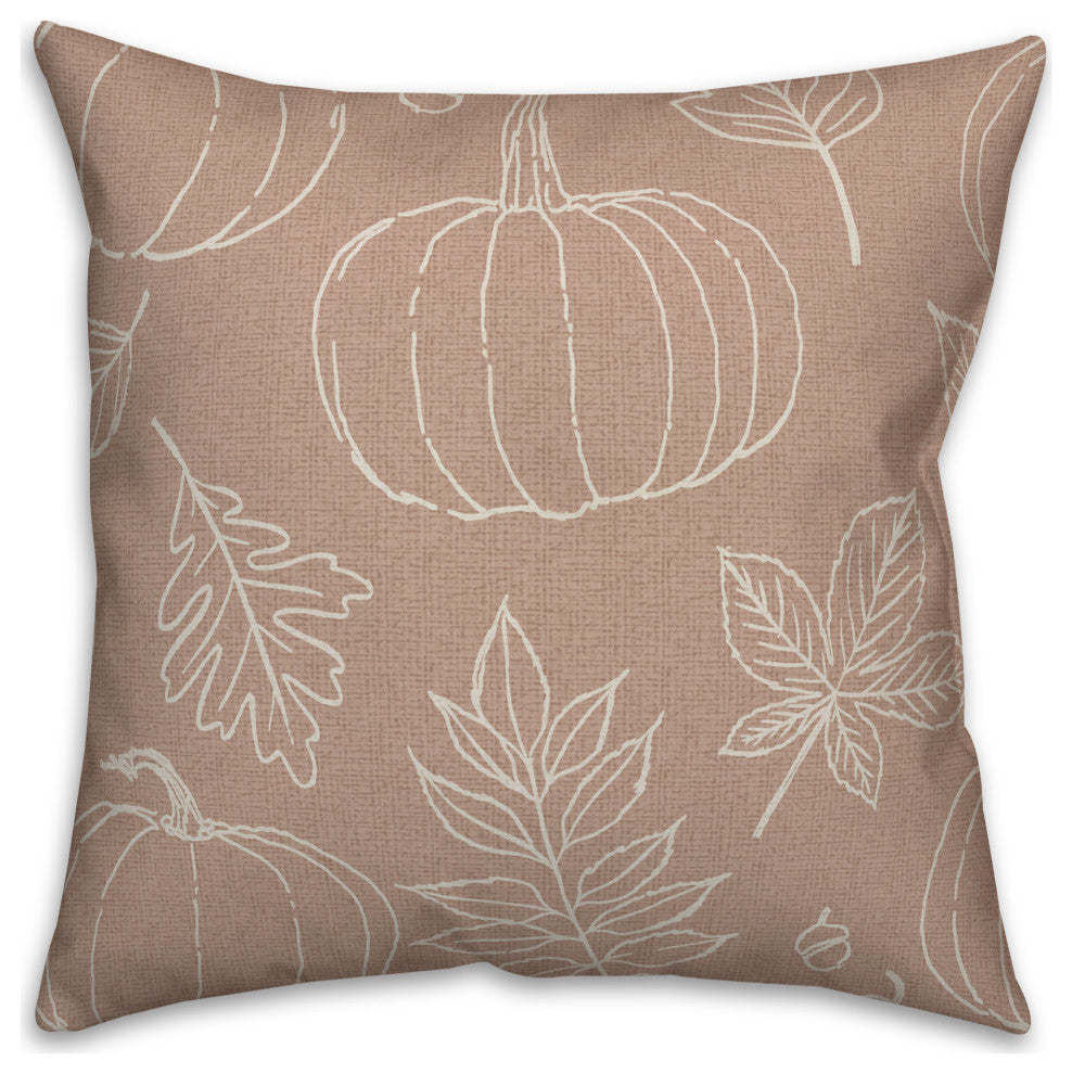Dusty Rose Fall Pattern 18x18 Spun Poly Pillow