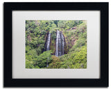 Pierre Leclerc 'Opaekaa Falls' Matted Framed Art, Black Frame, White, 14x11
