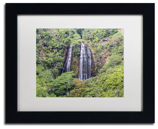 Pierre Leclerc 'Opaekaa Falls' Matted Framed Art, Black Frame, White, 14x11