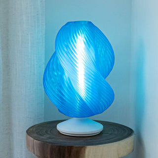 13.5" Coastal Plant-Based PLA 3D Printed Dimmable LED Table Lamp, Blue