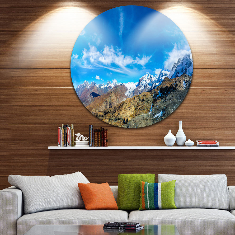 Alps Mountains In Switzerland, Landscape Disc Metal Wall Art, 36"