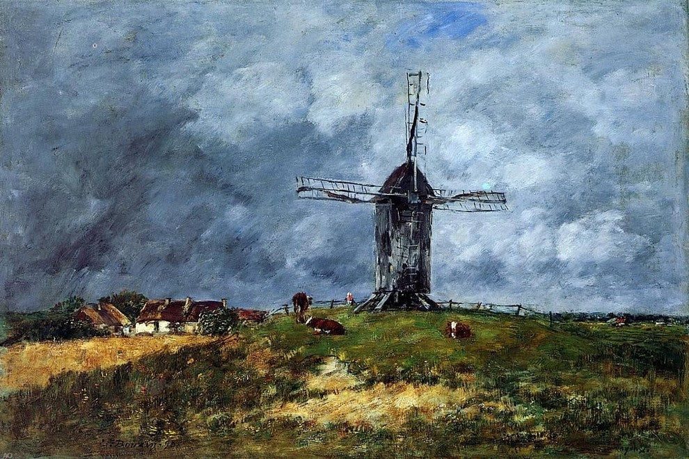 Eugene-Louis Boudin Cayeux Windmill in the Countryside Morning Wall Decal