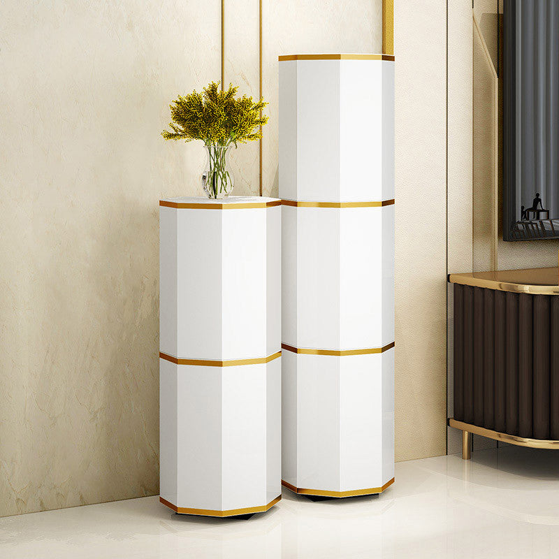 Round Swivel Shoes Storage Cabinet Tall And Narrow Shoe Cabinet Closet White, Medium