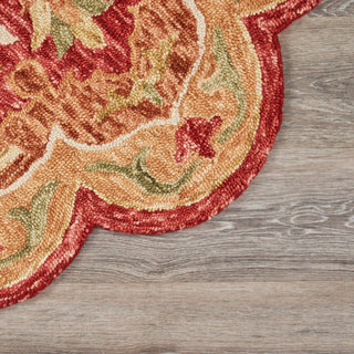 Burnt Red Medallion Garden Area Rug, 6' Round