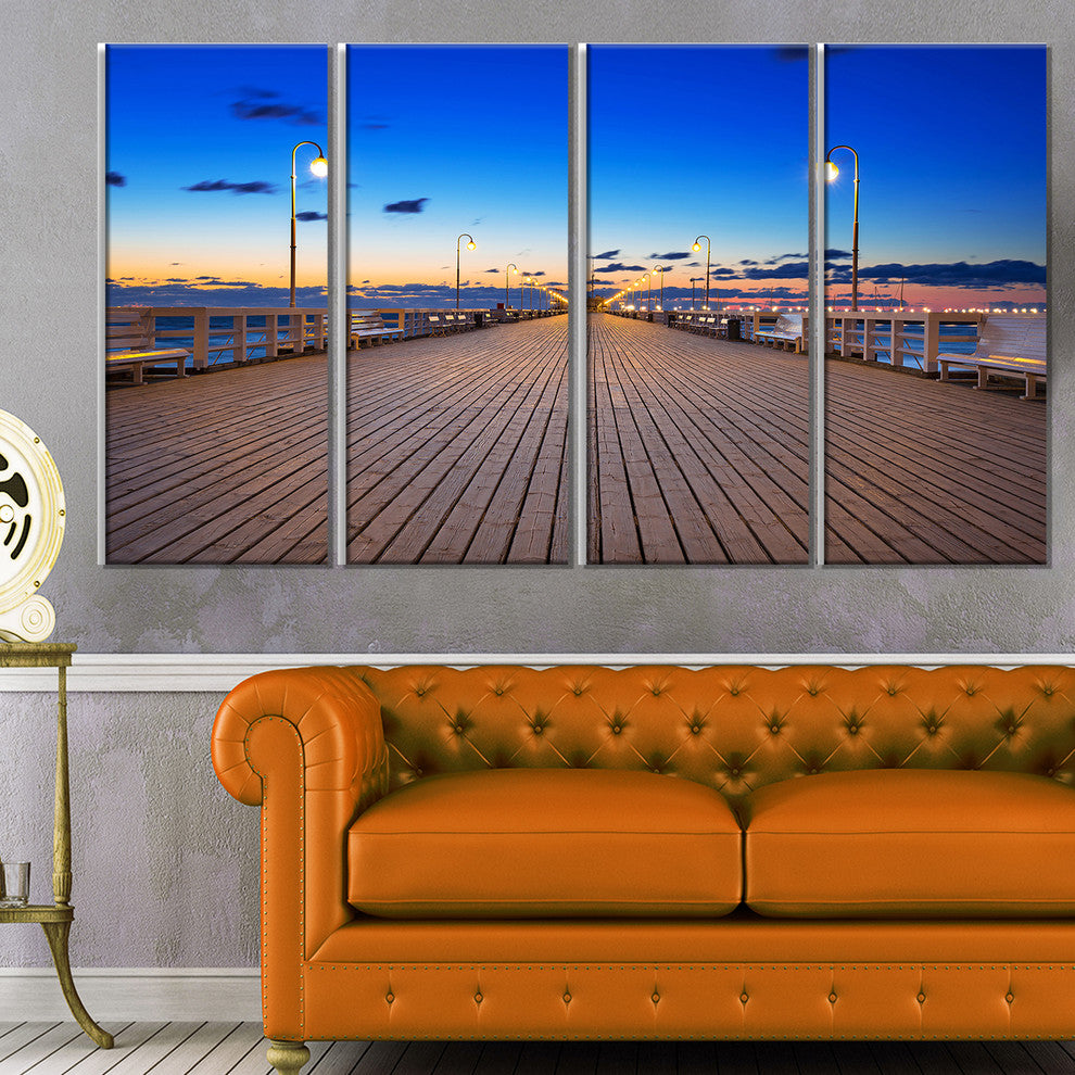 "Molo in Sopot at Baltic Sea" Canvas Print, 4 Panels
