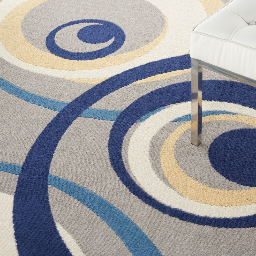 Nourison Home 6'x9' Grafix GRF21 Gray and Blue Area Rug