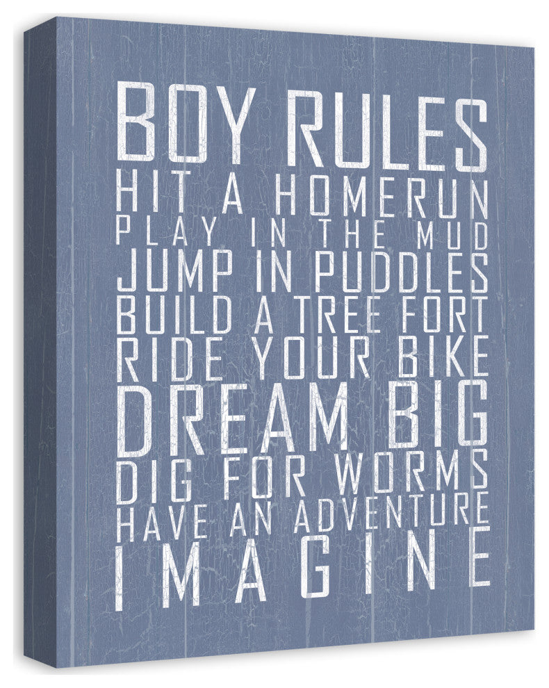 Boy Rules 16x20 Canvas Wall Art