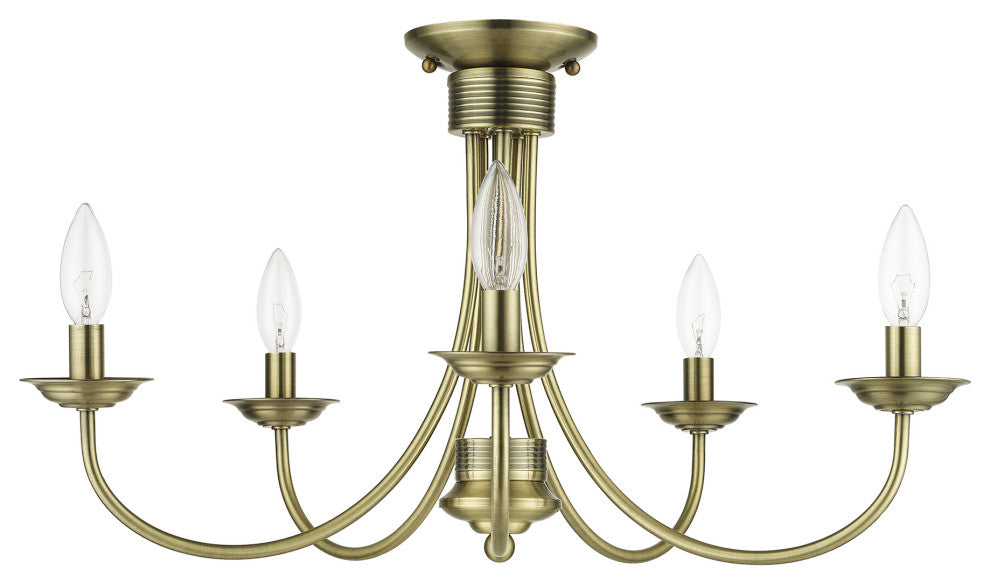 Livex Lighting Estate 5-Light Antique Brass Large Semi-Flush