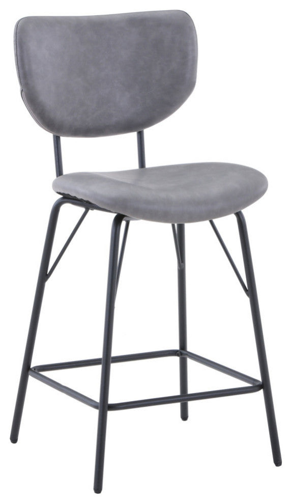 Owen Faux Leather Upholstered Counter Height Barstool (Set of 2) - Grey
