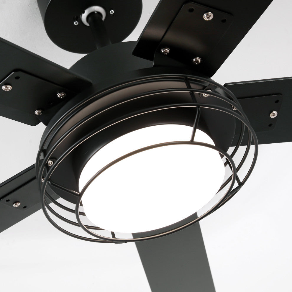 52-inch Modern Black LED Ceiling Fan with Remote and DC Reversible Motor