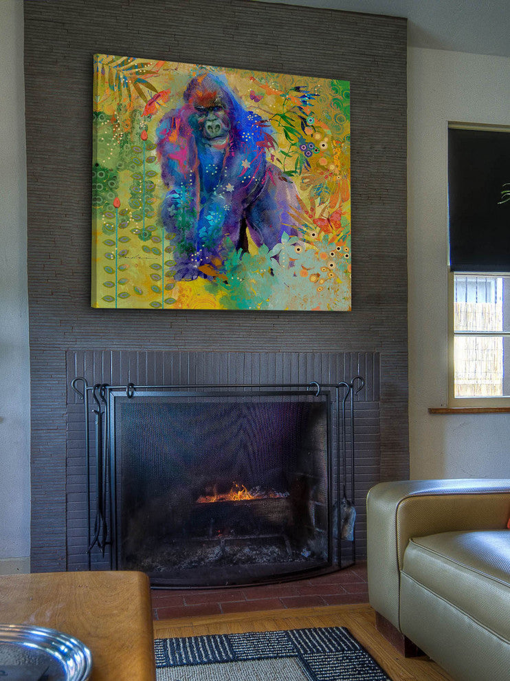 "Gorilla Jungle Thinker" Painting Print on Canvas by Evelia