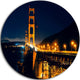 Golden Gate At Night, Sea Bridge Round Metal Wall Art, 23"
