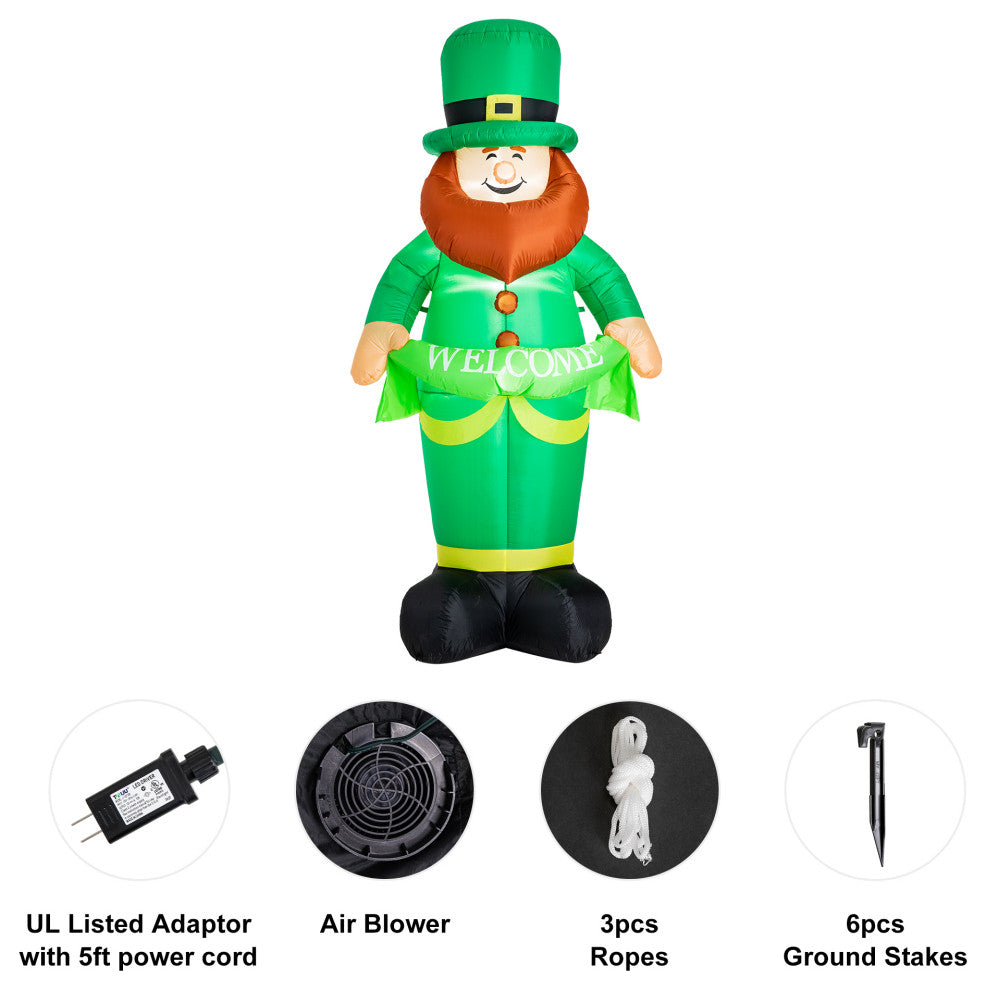 8' Lighted St. Patrick's Inflatable Leprechaun Decor