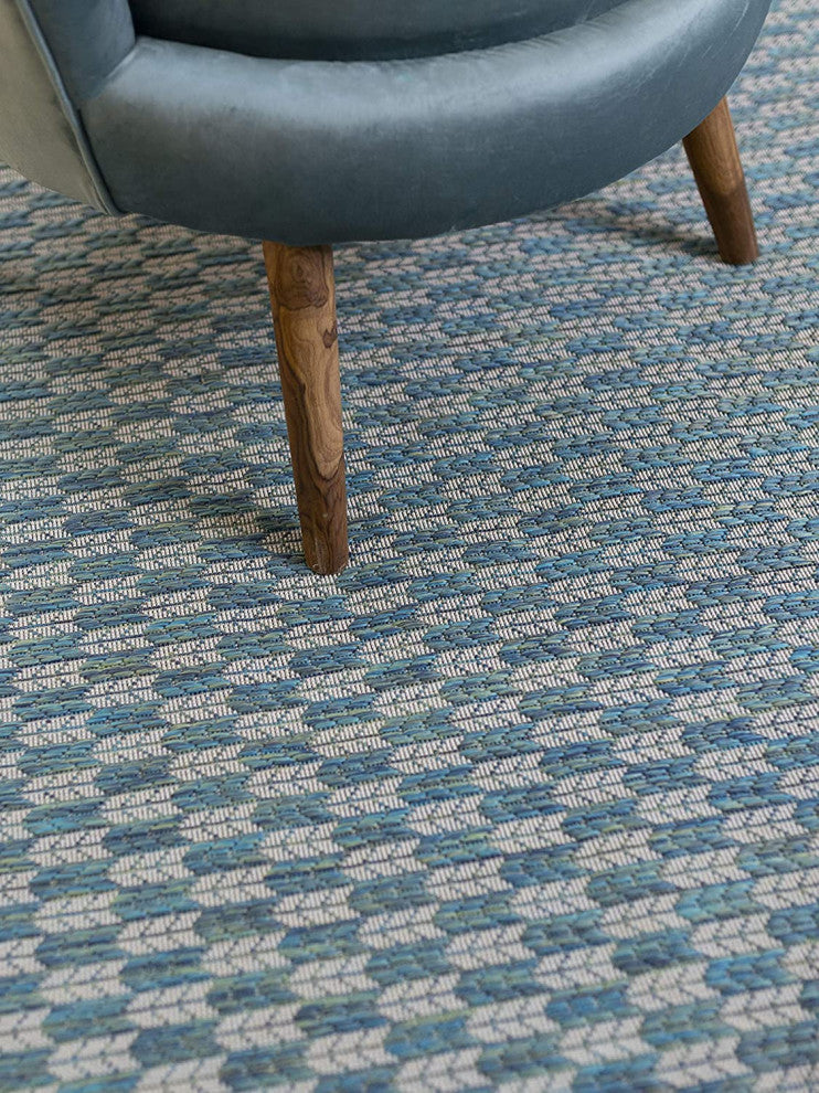 Outdoor Collection Geometric Rug - Bohemian Rug, Ocean, 7'10"x10'