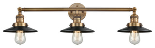Railroad 32" Bath Vanity Light, Brushed Brass, Matte Black Shade