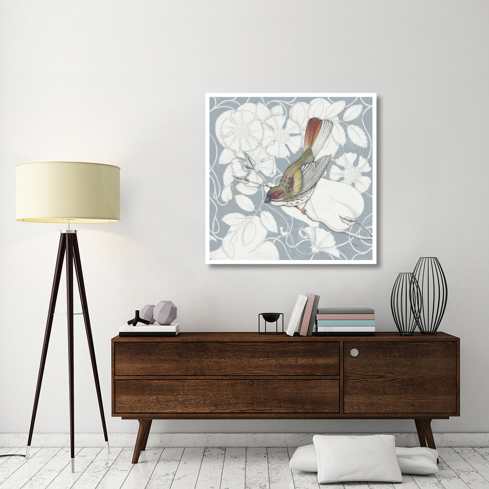 "Arts and Crafts Birds II Tone on Tone" Paper Print by Elyse DeNeige, 42"x42"