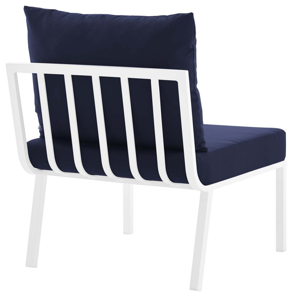 Riverside 5 Piece Outdoor Patio Aluminum Sectional - White Navy