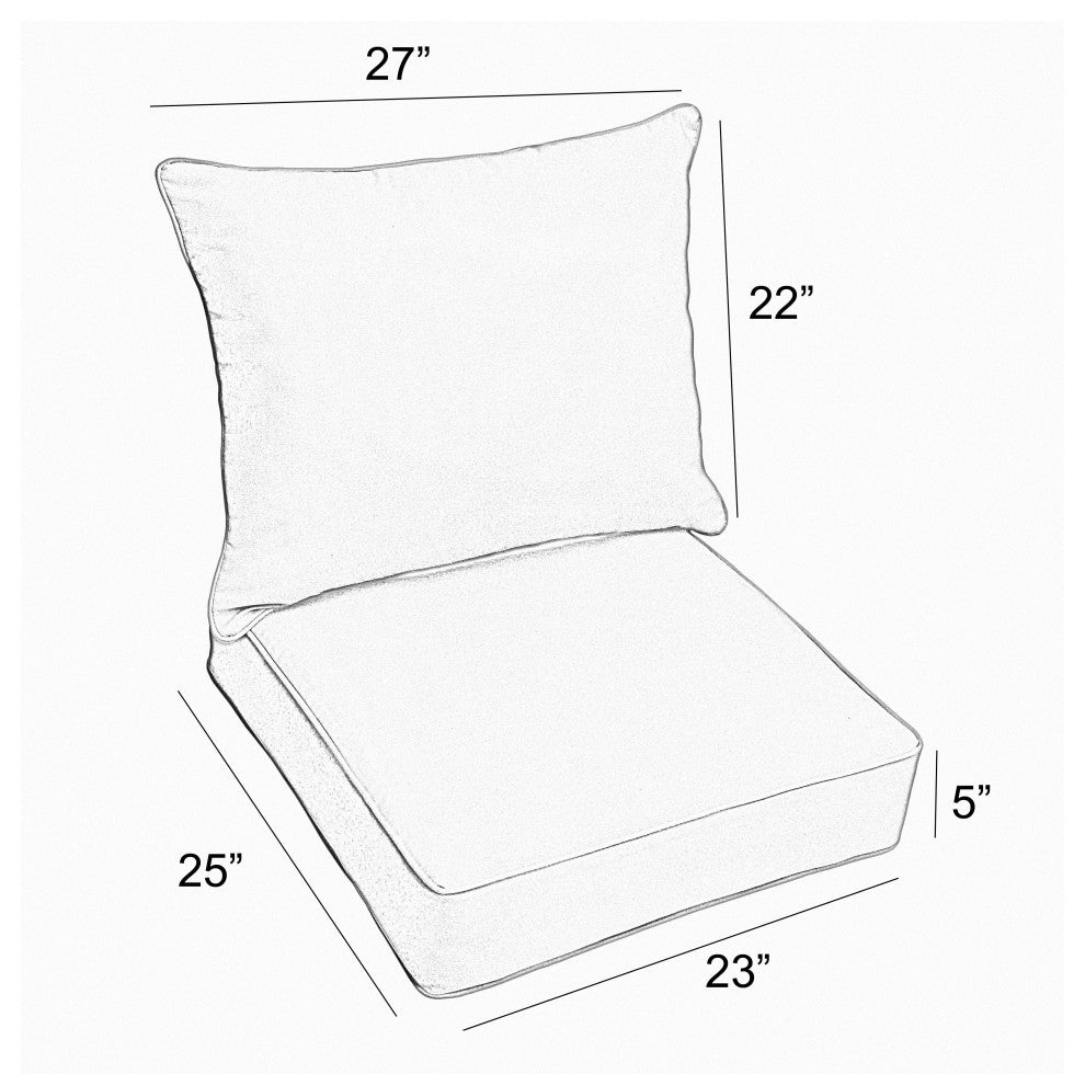 Beige White Check Outdoor Deep Seating Pillow and Cushion Set, 23"x25