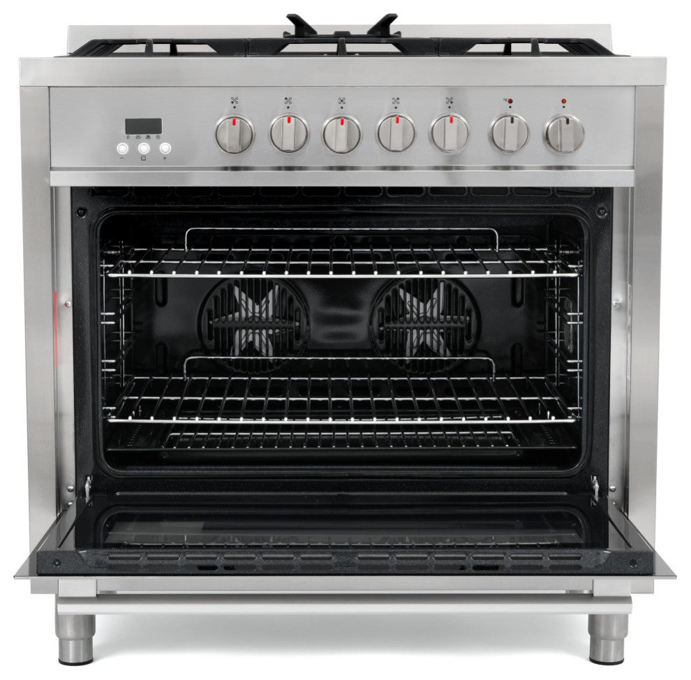 2-Piece Kitchen, 36" 240V Dual Fuel Range and 36" Wall Mount Range Hood