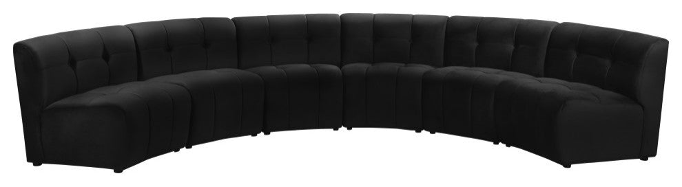 Limitless Velvet Upholstered 6-Piece Modular Sectional, Black