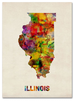 'Illinois Map' Canvas Art by Michael Tompsett