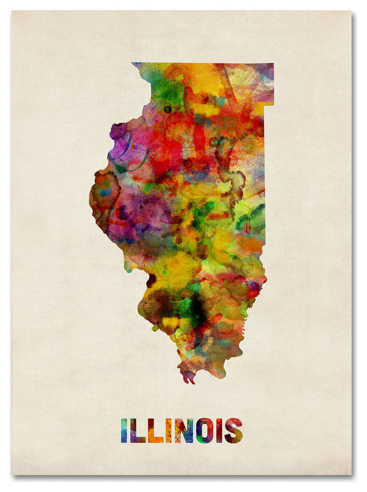 'Illinois Map' Canvas Art by Michael Tompsett