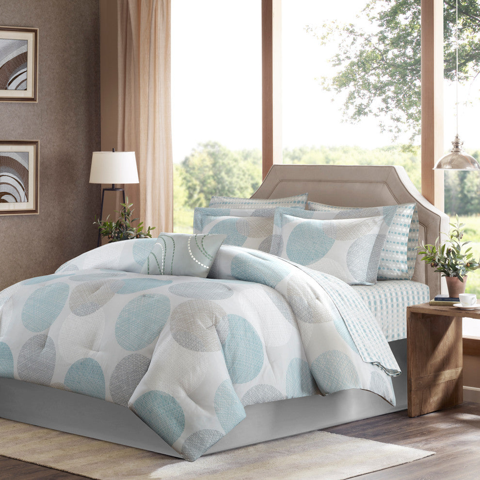 Madison Park Microfiber Printed 7-Piece Comforter Set, Queen